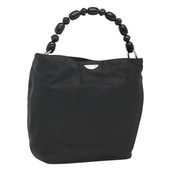 DIOR Maris Pearl Hand Bag Nylon Black Silver - Picture 1 of 12